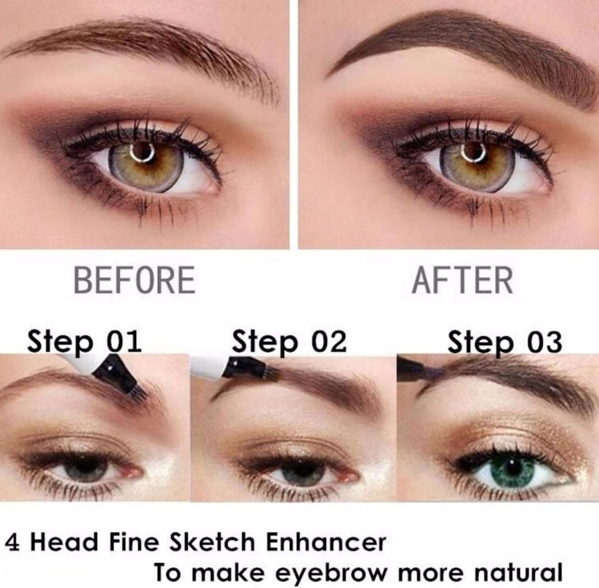 ⁦ALMEKAQUZ 4Pcs Waterproof Eyebrow Pencil - Long Lasting 4 Heads, Contouring, Smudge-proof for Women to Shape and Fill Eyebrows⁩ - الصورة ⁦5⁩
