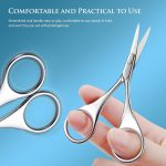 ⁦AXIYIBZI 2Pcs Facial Hair Small Grooming Scissors For Men Women - Eyebrow, Nose Hair, Mustache, Beard, Eyelashes, Ear Trimming Kit - Curved and Rounded Safety Tip Clippers For Hair Cutting - Silver⁩ - الصورة ⁦2⁩