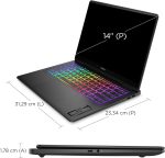 ⁦OMEN Transcend Laptop 14-fb0002ne, Intel Core Ultra 9-185H, 14" 3K 120Hz OLED Display, 32GB LPDDR5 RAM, 1TB SSD, 8GB NVIDIA® GeForce RTX™ 4070, Eng/Ar KB, Win11, Shadow black [9V8S7EA]⁩ - الصورة ⁦2⁩