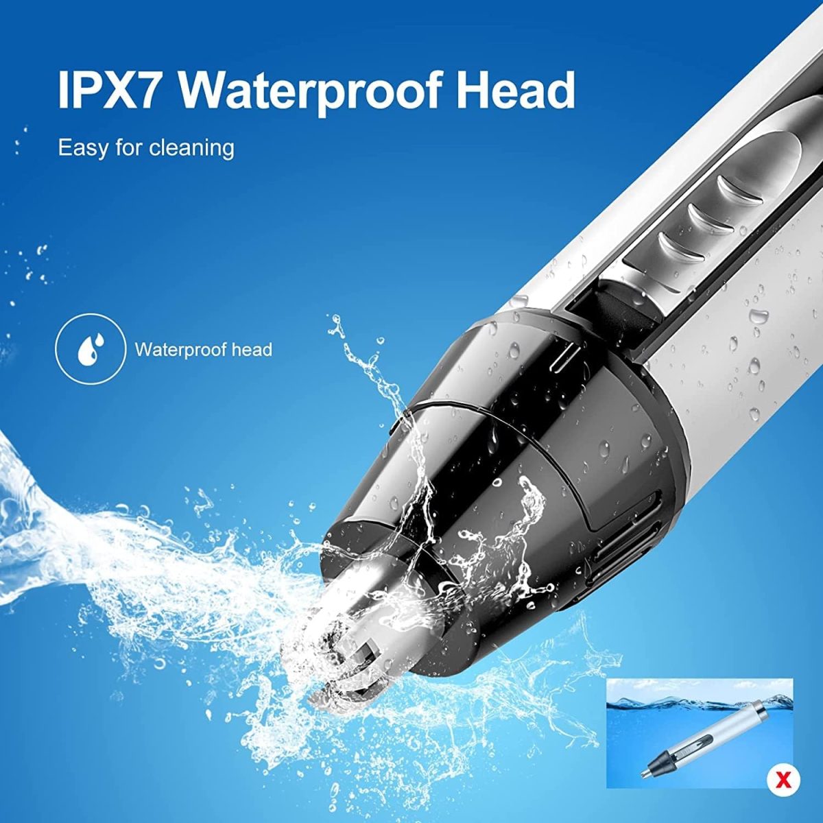 ⁦SYOSI Ear and Nose Hair Trimmer for Men,Professional USB Rechargeable Nostril Nasal Hair Vacuum Cleaning System,4 in 1 Lightweight Waterproof Hair and Beard Clippers for Women (White)⁩ - الصورة ⁦6⁩
