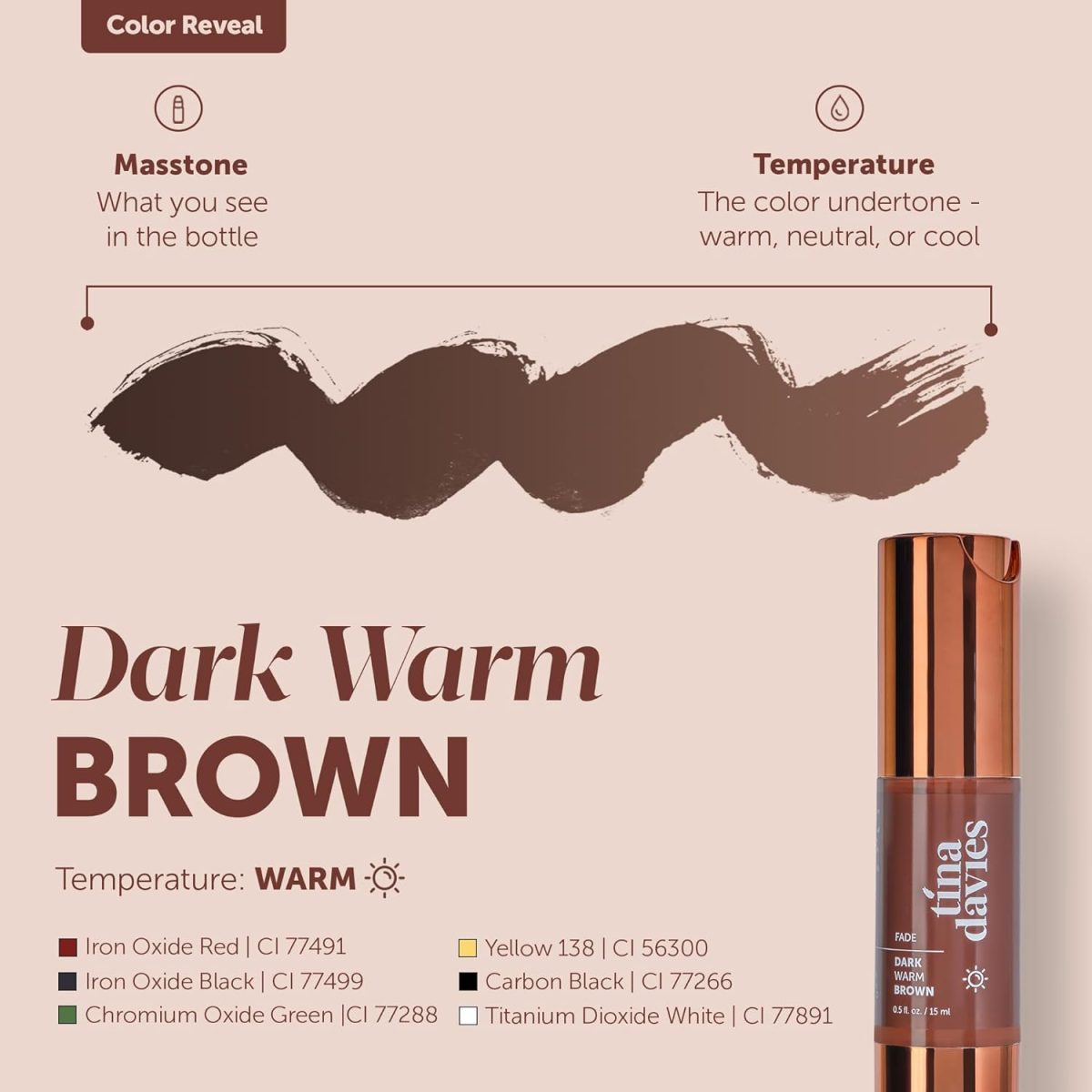 ⁦Tina Davies FADE Eyebrow Pigments, Dark Warm Brown 15ml⁩ - الصورة ⁦5⁩