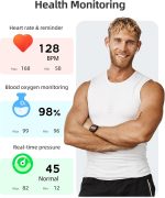 ⁦Parsonver Smart Watch for Men Women with Bluetooth Calls, 1.83" Fitness Tracker Watch 100+ Sport Modes IP68 Waterproof for Android iOS Phones with Blood Oxygen Heart Rate Sleep Monitor, Black⁩ - الصورة ⁦4⁩