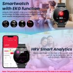 ⁦Men's Smartwatch with ECG + HRV Fitness Watch: 1.56 Inch AMOLED with Bluetooth Phone Function Smart Watch 24H Heart Rate Blood Pressure Fitness Tracker Pedometer IP67 Waterproof Watch Compatible⁩ - الصورة ⁦2⁩