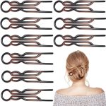 YelaJoy 10Pcs 4-Hole Twist Hairpin 7.5cm Brown Set, Durable High Quality Lightweight U-Shaped Hair Pins Elegant Hair Bun Accessories, for Women & Girls Hair Decoration