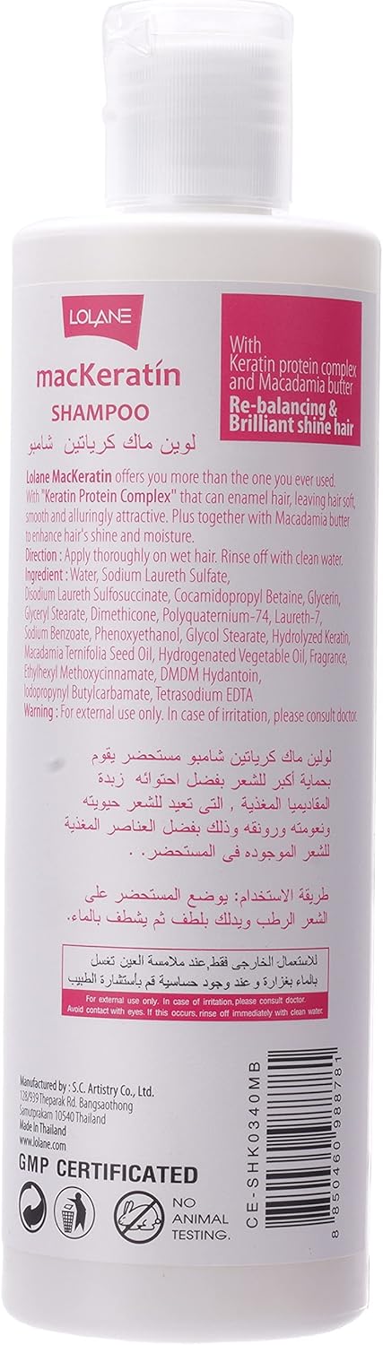 71sHwrWUvCL._AC_SL1500_.jpg Lolane Mackeratin Shampoo, 340 ml - الصورة 2