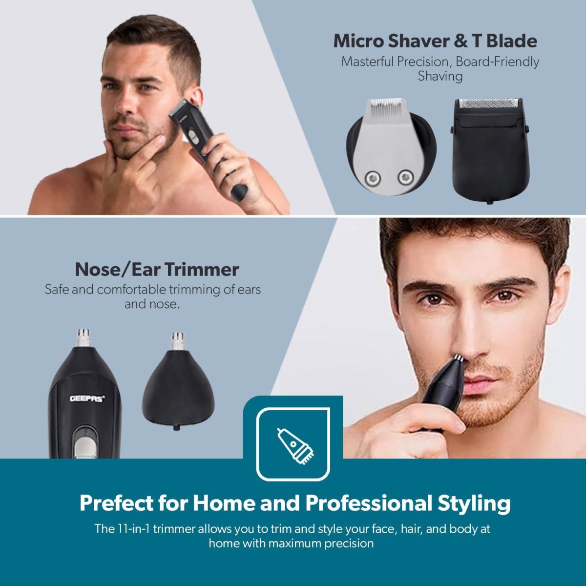 ⁦Geepas GTR8612 Dry For Men - Clipper & Trimmer⁩ - الصورة ⁦3⁩