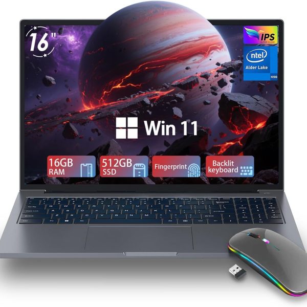 ZOLWAYTAC Gaming Laptop,Laptop Computer 16" FHD Display,16GB RAM 512GB SSD with N100 Processor(Up to 3.4GHz),Professional Edition,BT5.0 HDMI,Supports Type C Charging,WiFi,SpaceGray