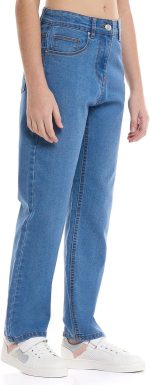 ⁦R&B Girls 125-0233Tg344-4 Solid Straight Fit Jeans With Button Closure⁩ - الصورة ⁦3⁩