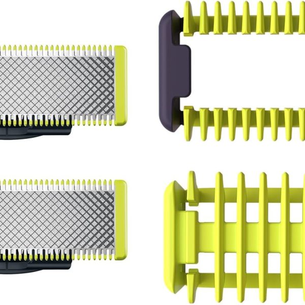 فيليبس ماكينة حلاقة ون بليد للوجه والجسم مكونة من شفرتين ومشط للجسم وشفرتين
