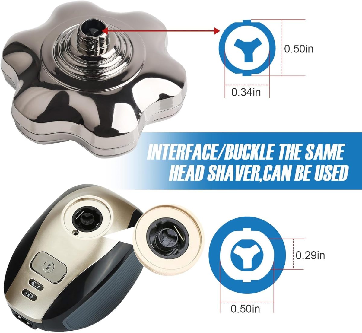 ⁦7D Electric Shaver Head, Magnetic Floating Replacement Razor Head for Bald Razor Men, Universal Head Shaver Bald Waterproof 7 Heads, Wet and Dry Bald Razor Razor Heads⁩ - الصورة ⁦2⁩