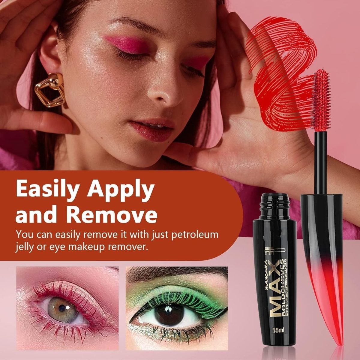 ⁦Colored Mascara Set, 6 Colors Colored Mascara Set, Washable Makeup Volumizing for Eyelashes Charming Long Lasting Colorful for Eyelashes Eye Makeup⁩ - الصورة ⁦6⁩