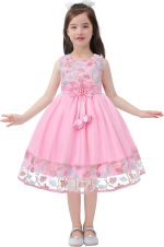 ⁦Azonee Elegant Princess Dress for Girls Age 5-6 – Light Purple Special Occasion Dress for Kids, Ideal for Birthday Party, Holiday, or Formal Events (130cm)⁩ - الصورة ⁦2⁩