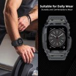 ⁦XMUXI Compatible with Apple Watch Band 45mm 44mm with Case, Rugged Sport Military TPU Strap with Bumper Cover for iWatch Series SE2 SE 9 8 7 6 5 4 for Man⁩ - الصورة ⁦6⁩