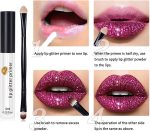 ⁦Glitter Lip Kit, Long Lasting Glitter Lip Powder with Primer and Brush, Shiny Cosmetics Set Glitters Lips Kit for Wife Mom Women Wedding Halloween Party Christmas Travel Family Gathering Holiday Event⁩ - الصورة ⁦4⁩
