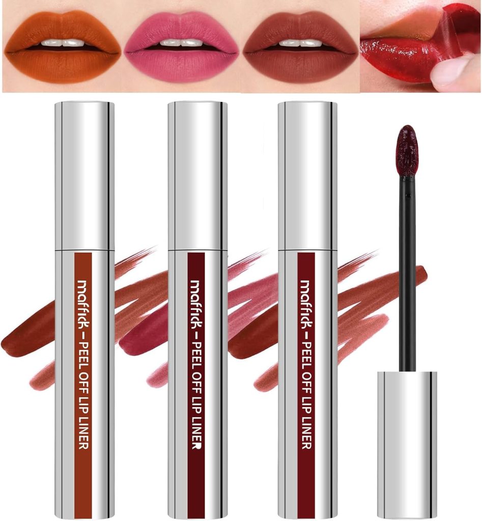 Mrettick 3PCS Lip Liner，Peel Off Lip Liner Tattoo, Peel Off Lip Stain, Long Lasting Lip Stain Peel Off, Infused with Hyaluronic Acid & Vitamin E, Makeup Gift for Women