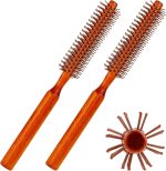 Aputue Quiff Roller Brush, 2 Pack Small Round Brush with 8 Rows Nylon Bristles, Detachable Handle Hair Roller Brush for Blow Drying, Styling Bangs and Creating Volume Curls for Women and Men