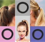⁦Bukela Hair Ties for Women And Kids, 100PCS Seamless Thick Cotton Hair Band, Elastic Baby Hair Ties No Damage Ponytail Holder（Black）⁩ - الصورة ⁦4⁩