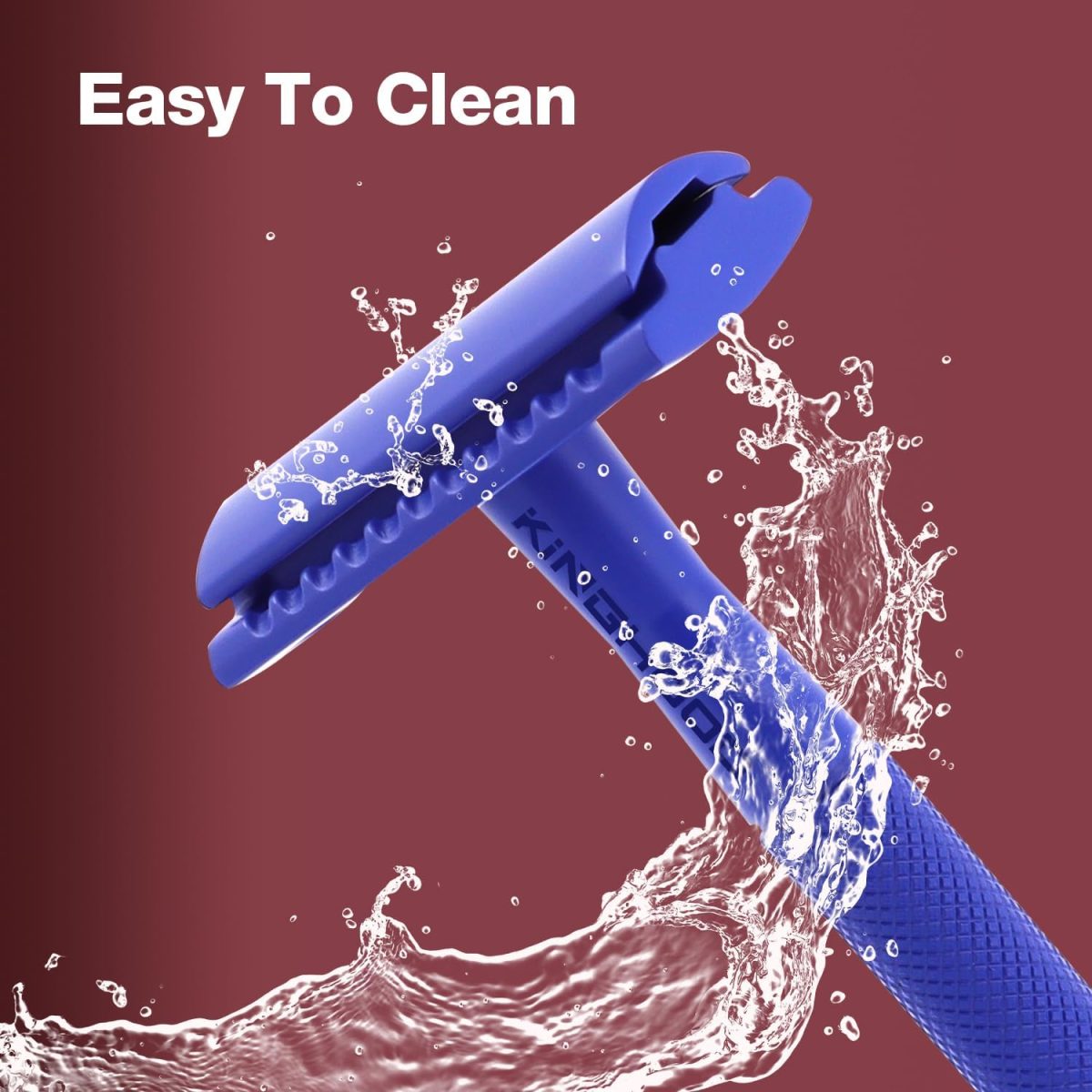 ⁦KINGHOOD Brass Single Blade Razor Safety Razor Metal Double Edge Razor One Blade Razor with 10 Blades Long Handle Weighted Eco-Friendly Reusable Razor⁩ - الصورة ⁦5⁩