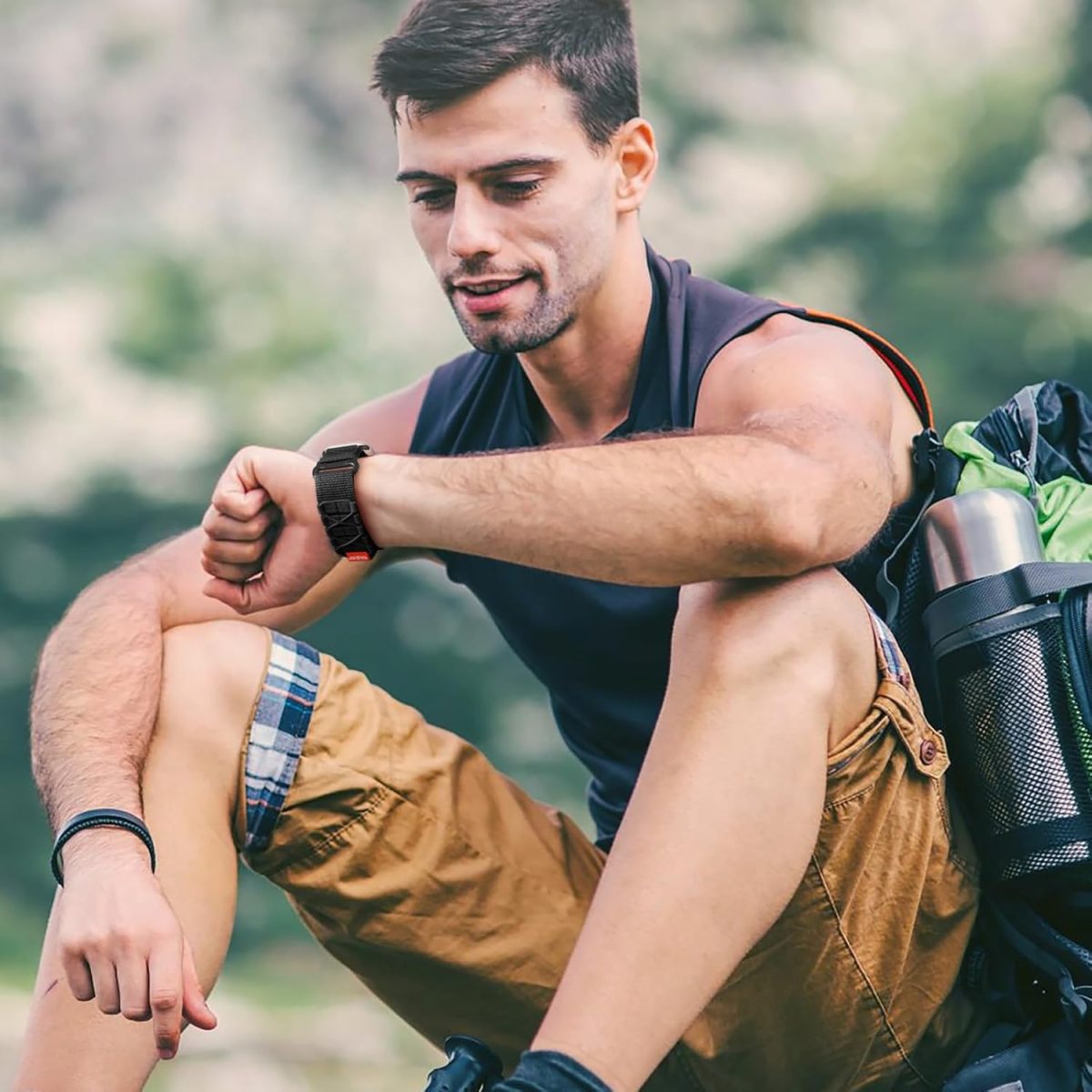 ⁦Bandletic R-Nylon Band Compatible with Apple Watch Bands 44mm 45mm 49mm 42mm for Men, Rugged Tactical Militray Sport Loop Strap for iWatch Band Ultra 2 SE Series 9 8 7 6 5 4 3 2 1⁩ - الصورة ⁦9⁩