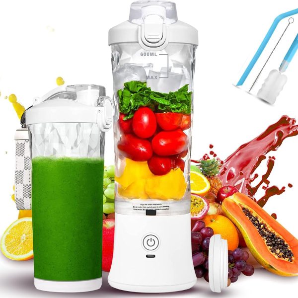 DMG TECH Portable Blender 600ml, 6 Blades, USB Rechargeable Waterproof Personal Blender for Shakes and Smoothies, Fruit Juice Mixer, for Home, Baby Food, Vegetables Office, Sports and Travel