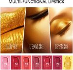 ⁦احمر شفاه ذهبي، ملون شفاه مخملي نود احمر وزهري، لا يتلطخ ولا يبهت، ناعم يدوم طويلا غير لاصق، ملمع شفاه مقاوم للماء غير لامع، مكياج يومي للسيدات، مكياج اساسي للنساء⁩ - الصورة ⁦5⁩