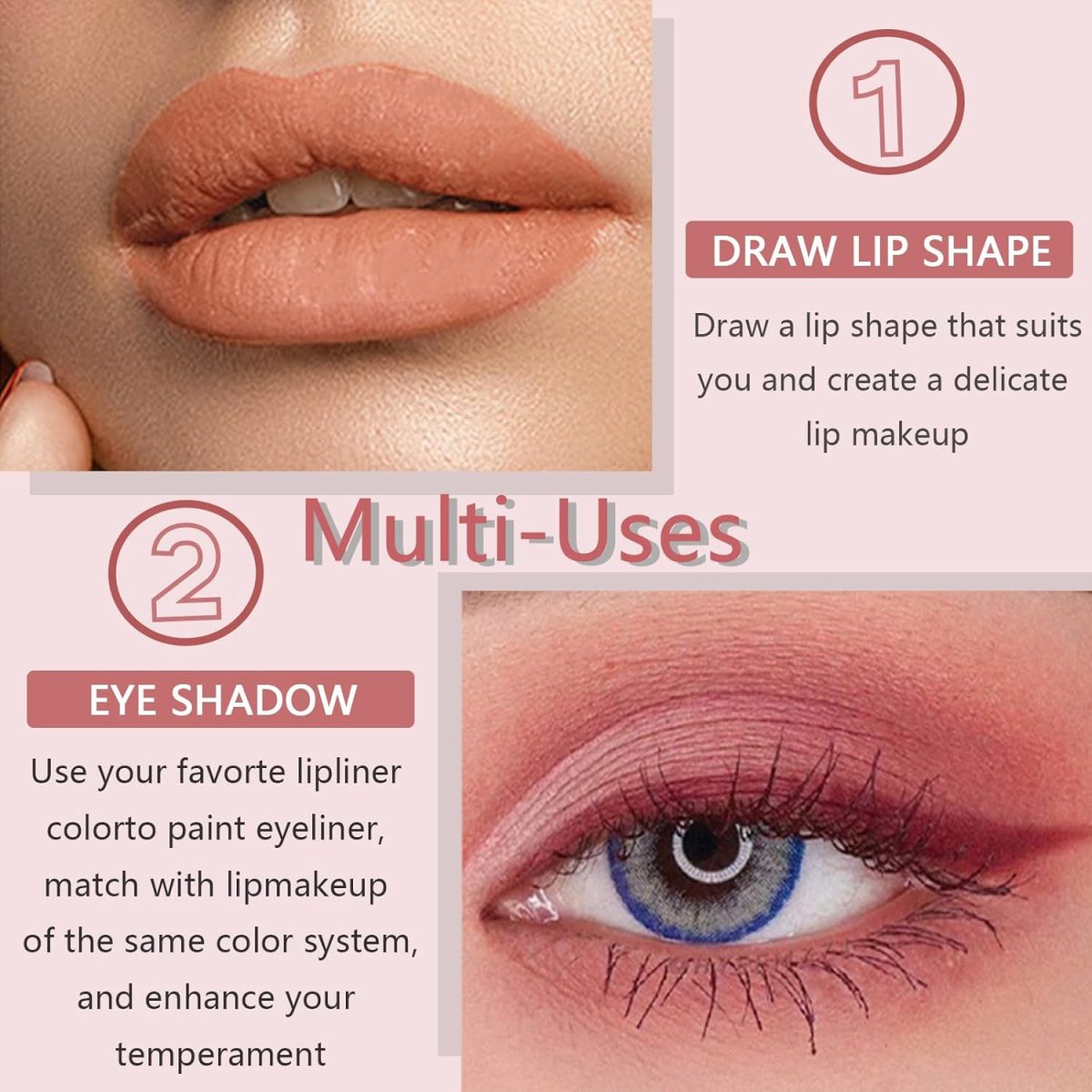 ⁦Gireatick 12 Colors High Pigmented Smooth Lip Liner Set, Long Lasting Fade Resistant Lip Pencil, Smudge-proof & Waterproof Red Nude Matte Velvet Lipstick Pen, Professional Lip Liner Set⁩ - الصورة ⁦3⁩