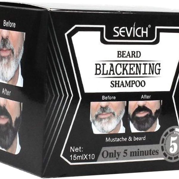 شامبو لتبييض اللحية من اتش دبليو دبليو جي اس اتش بلون اسود يدوم طويلا لمدة 4 اسابيع، منتجات مغذية طبيعية بدون تحفيز مصبوغ من اتش دبليو دبليو جي اس اتش - 10 قطع