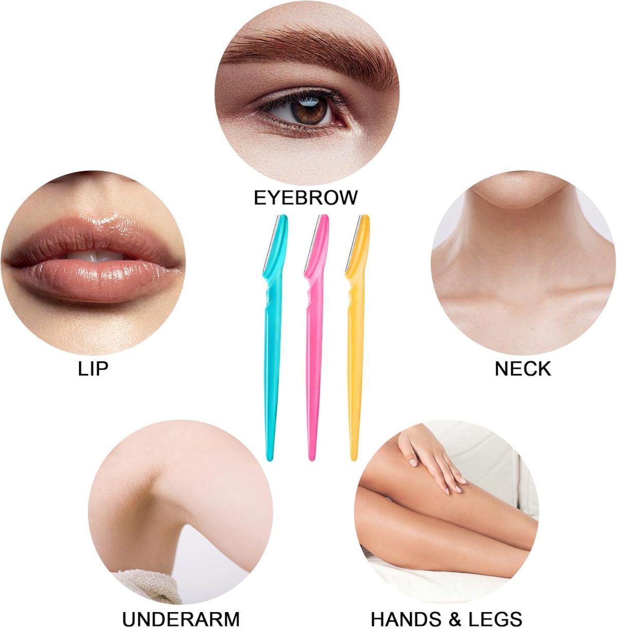 ⁦HFATMOS 12 Pcs Eyebrow Razor, Multipurpose Exfoliating Dermaplaning Tool for Face, Facial and Eyebrow Shaper with Precision Cover for Women Men, Easy to Use⁩ - الصورة ⁦2⁩