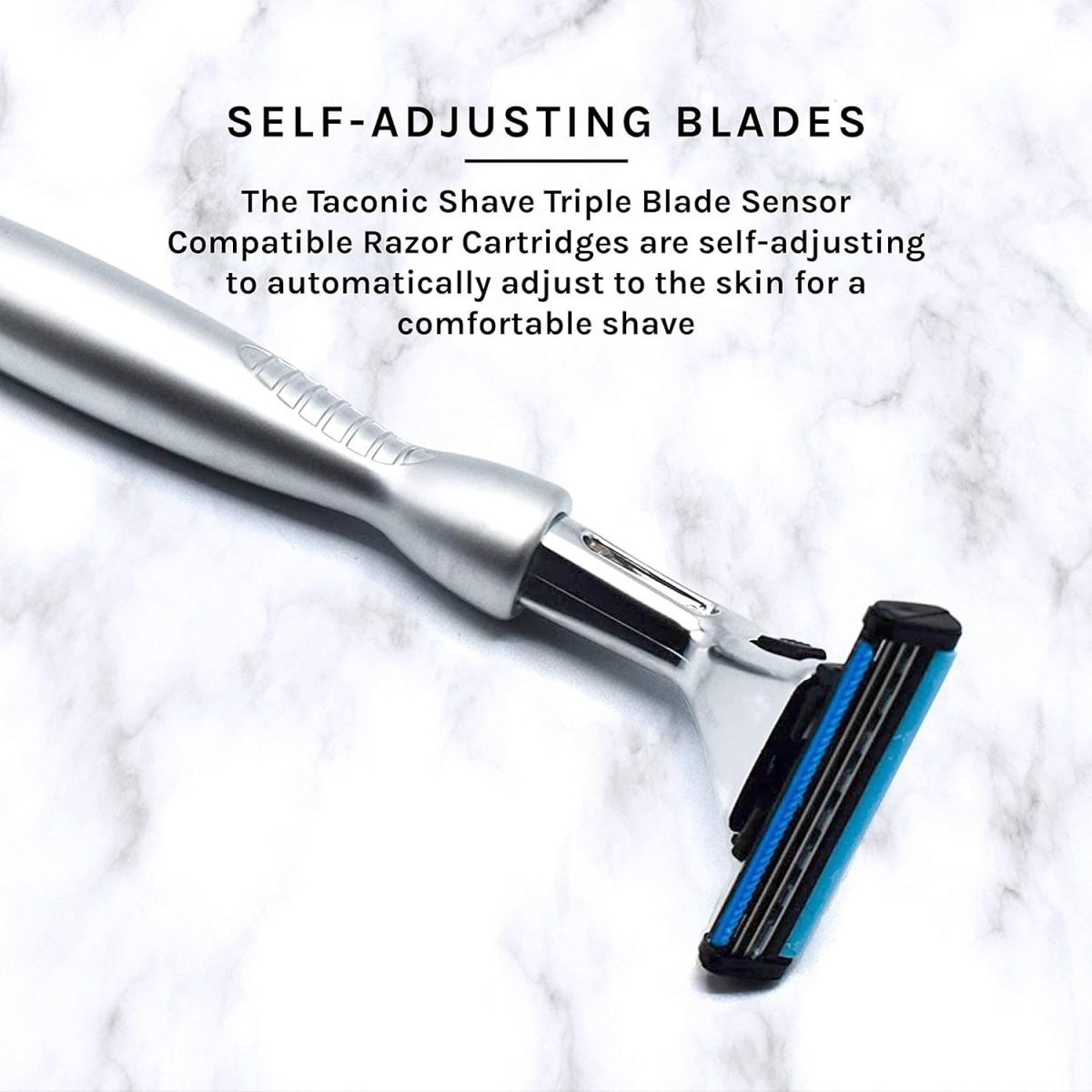 ⁦Taconic Shave's Heavyweight Chrome razor - Compatible with Gillette Sensor Blades - One Sensor Razor Blade Included⁩ - الصورة ⁦4⁩