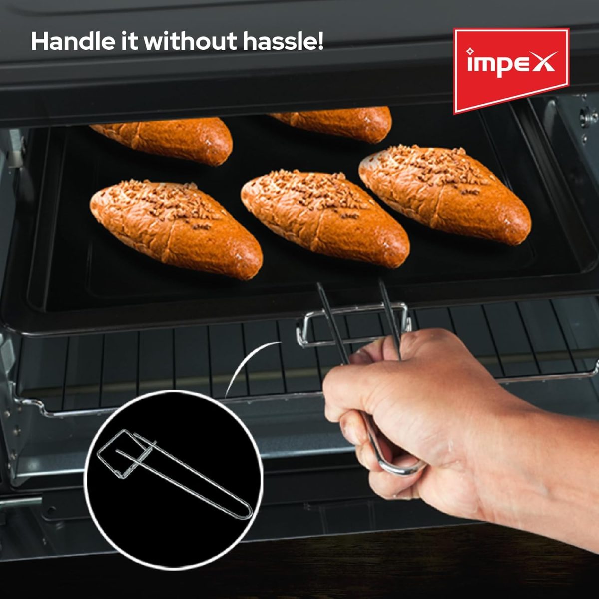 ⁦Impex - 45 Liter Electric Oven, Rotisserie Function | Baking, Toasting & Grilling | 1800W - OV 2902 | امبكس - فرن كهربائي 45 لتر ، وظيفة المشواة | الخبز والتحميص والشوي | 1800 واط⁩ - الصورة ⁦3⁩