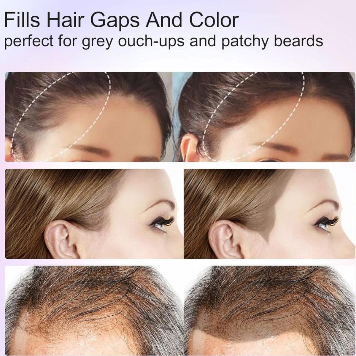 ⁦Hairline Powder Black, Hair Line Repair Powder, Hair Root Dye Touch-Up, Instantly Hair Color Shadow Cover Grey Hair, Thin Hair Powder for Women and Men, Bald Spots, Beard, Hair Root Powder Black⁩ - الصورة ⁦4⁩