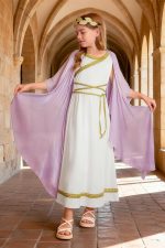 ⁦BesserBay Girls Greek Halloween Toga Elegant Goddes Dress 4-12 Years⁩ - الصورة ⁦2⁩