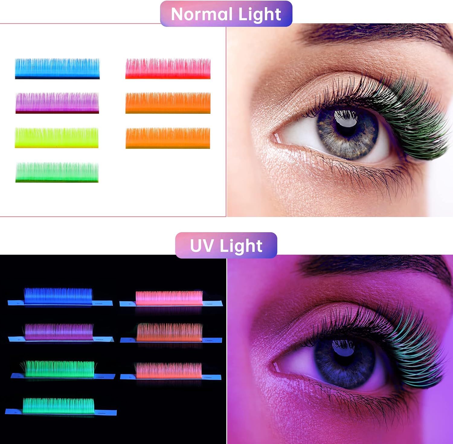 811-XZnrvhL._AC_SL1500_.jpg Beauty7 Colored Lash Extensions Easy Fan Neon Rainbow Lashes 7 Colors Classic Lashes Volumn Lashes Ombre Lash Extensions Self Fanning D+ Curl 0.07mm 13mm 15mm Dramatic Eyelashes - الصورة 4