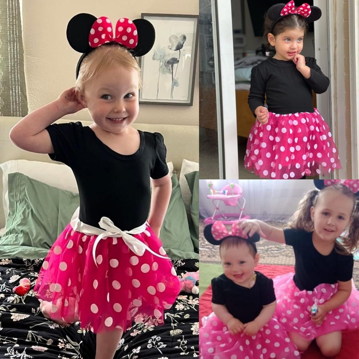 ⁦Atorcher Minnie Fancy Dress Up Costume with Mouse Ears Bowknot Hair Hoop, Gloves & Nose for Kids Girls, Halloween Birthday Party Mini Polka Dot Tutu Skirt⁩ - الصورة ⁦7⁩