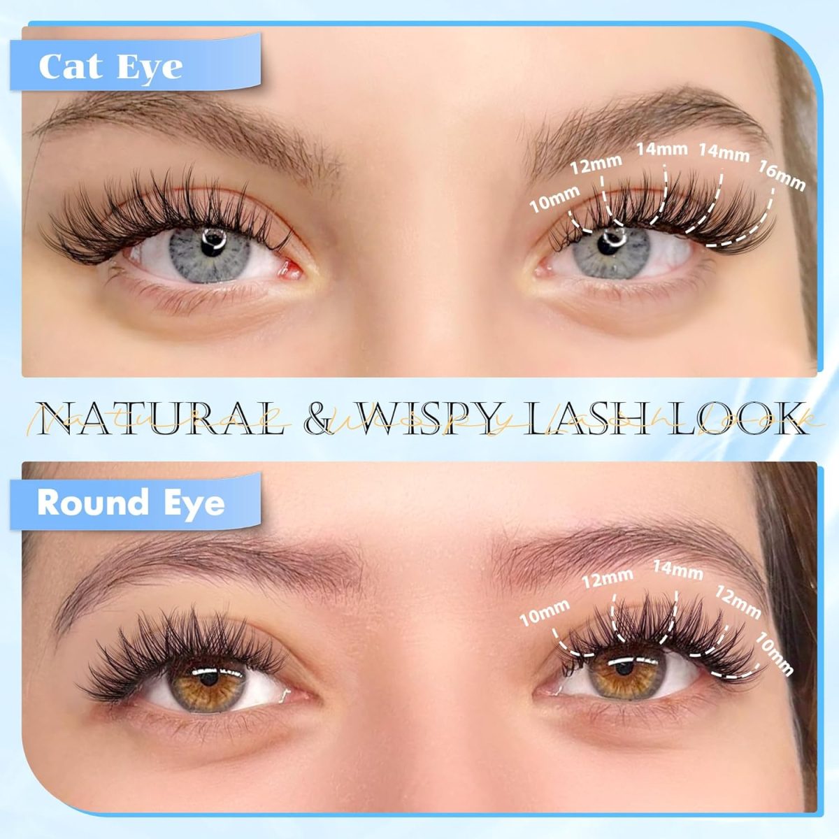 ⁦PHKERATA Natural Lash Clusters Wispy Eyelash Clusters 110Pcs Cluster Eyelash Extensions C Curl Individual Lashes 10-16MM Mix Length Natural Look Lashes Clusters with Thin Lash Band⁩ - الصورة ⁦2⁩
