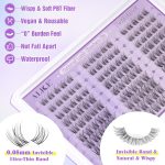 ⁦ALICE Eyelashes Individual Kit Natural Cluster Lashes Kit Clear Band Wispy Lash Extension Kit Cluster Eyelash Extension Kit with 135pcs C Curl 10-14mm Eyelash Clusters Bond and Seal DIY at Home⁩ - الصورة ⁦2⁩
