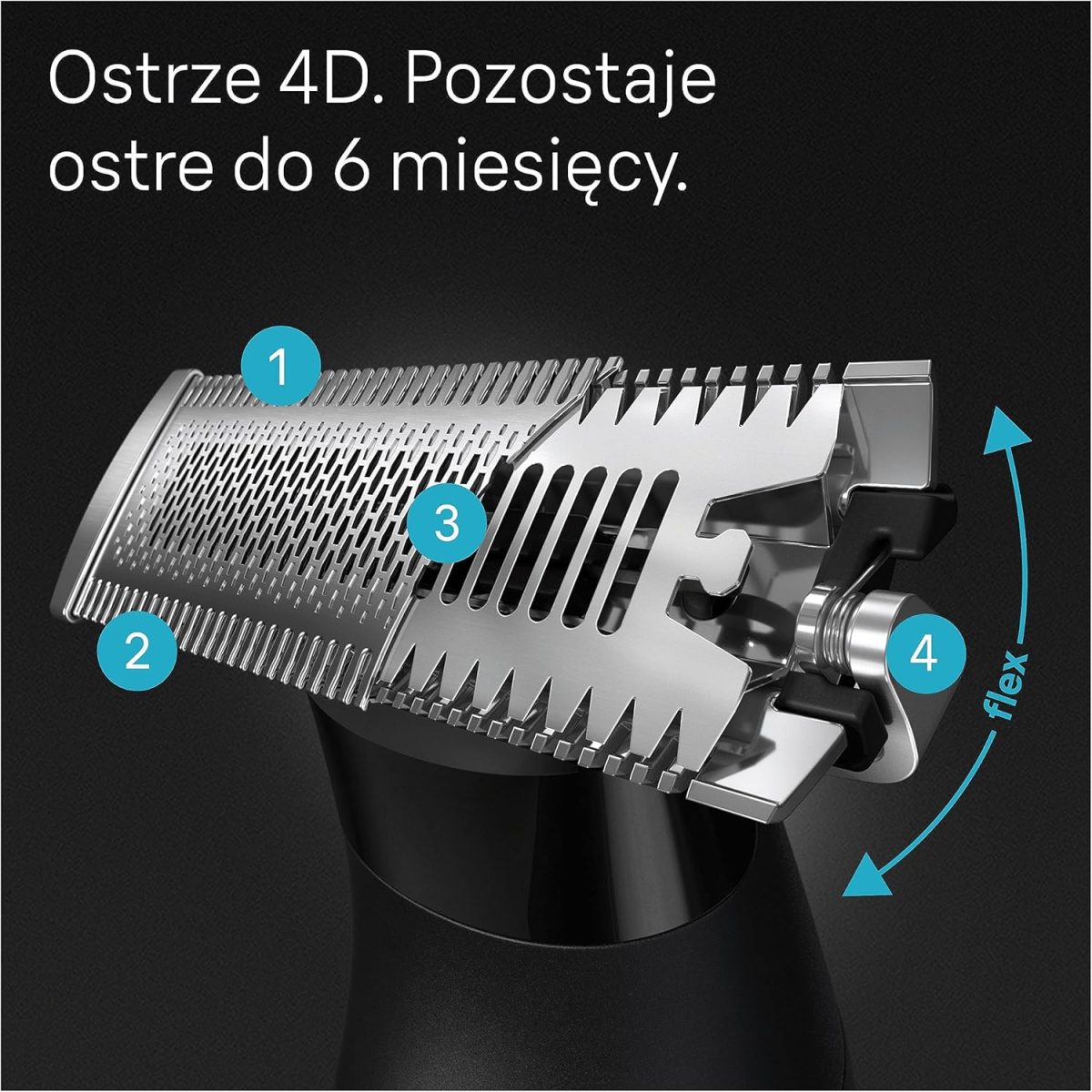 ⁦Braun Série X, tondeuse à barbe mâle électrique hybride et rasoir de corps, lame 4D, SkinShield, étanche, sans fil, XT5200⁩ - الصورة ⁦4⁩