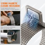 ⁦KASTWAVE Magnetic Milanese Loop Ban, Compatible with Apple Watch Band Ultra 2/Ultra 49mm 46mm 45mm 44mm Men Women, Adjustable Strap, for iWatch SE Series 10/9/8/7/6/5/4⁩ - الصورة ⁦2⁩