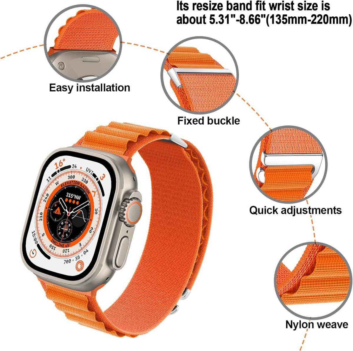 ⁦SUIMUMU Compatible with Apple Watch 10/9/8/7/6/5/4/3/Ultra/SE, Nylon Braided Strap for iWatch Series 44mm 45mm 46mm/49mm/40mm 41mm 42mm Stretchy Replacement Sport Loop Straps⁩ - الصورة ⁦3⁩