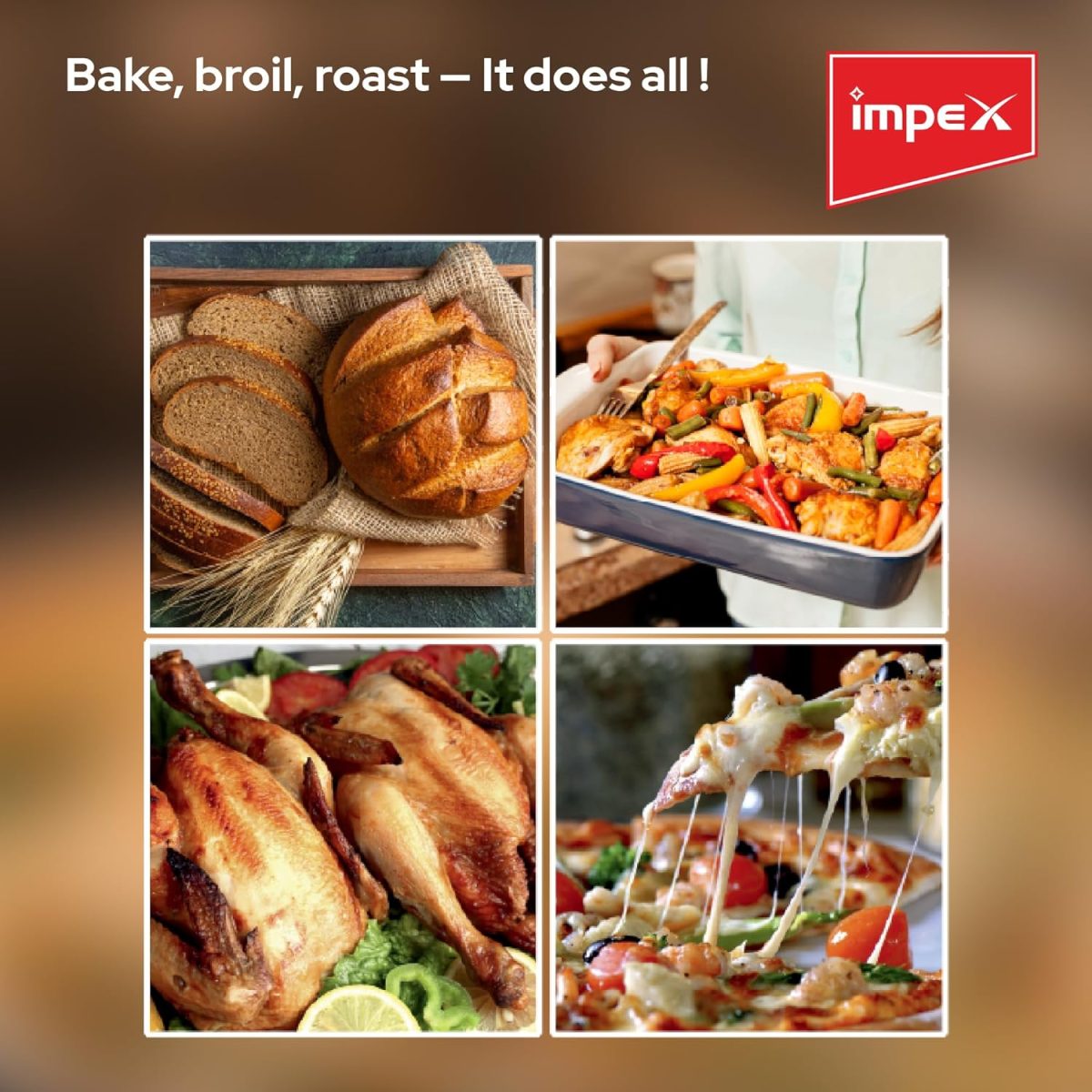 ⁦Impex - 45 Liter Electric Oven, Rotisserie Function | Baking, Toasting & Grilling | 1800W - OV 2902 | امبكس - فرن كهربائي 45 لتر ، وظيفة المشواة | الخبز والتحميص والشوي | 1800 واط⁩ - الصورة ⁦6⁩