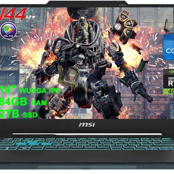 MSI Cyborg 14 Gaming Laptop 14" WUXGA IPS 144Hz (100% sRGB) Intel 10-core i7-13620H 64GB RAM 2TB SSD GeForce RTX 4060 Backlit USB-C Win11 w/ICP Accessory
