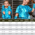 ⁦قمصان ميتاليك باكمام للذراع، بلوزة قصيرة لامعة للرقص والمهرجانات والازياء التنكرية للبنات بعمر 4-15 سنة⁩ - الصورة ⁦6⁩