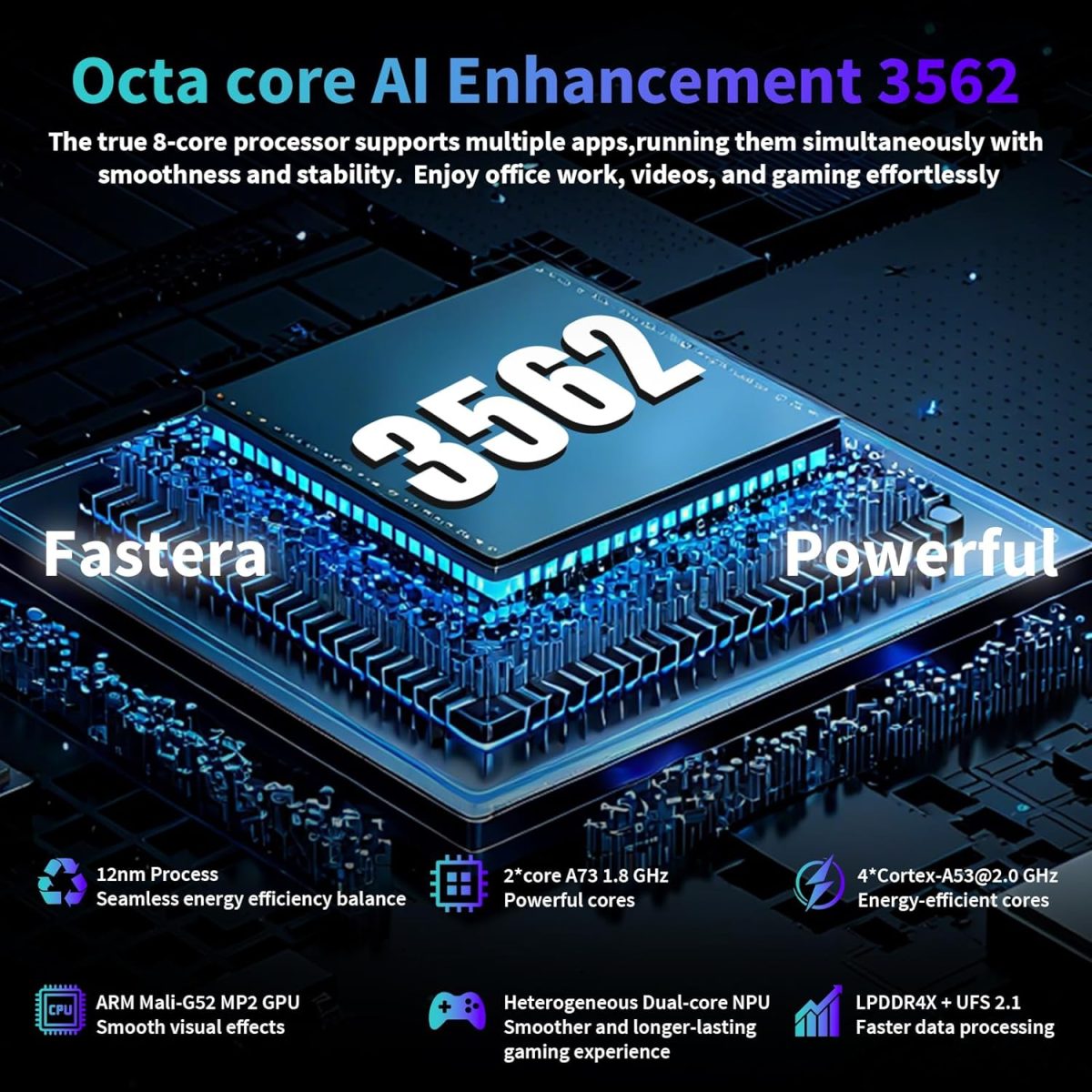 ⁦2025 Android 15 Tablet with Keyboard, 26GB(6+20)RAM+256 Storage(Expand to 2TB), 8000mAh Battery, Widevine L1, 10 Inch 2-in-1 Tablets with 5G/2.4G WiFi, BT5.0, GMS Certified, Mouse, Case, Stylus(Green)⁩ - الصورة ⁦4⁩