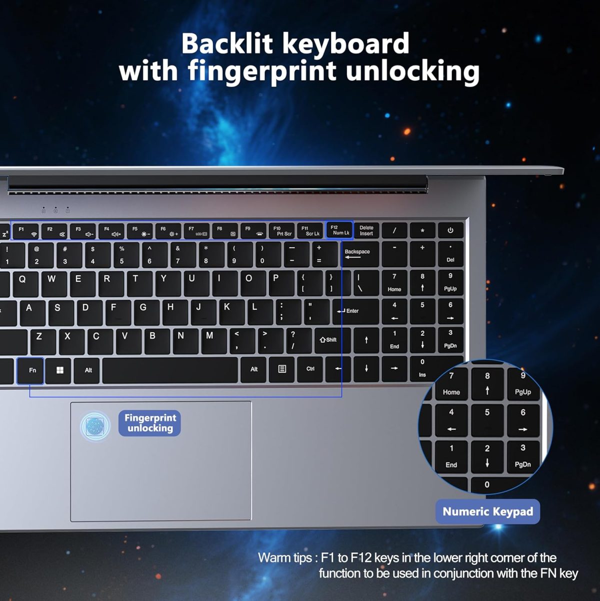 ⁦ZOLWAYTAC Gaming Laptop,15.6" FHD IPS 1920x1080(180° Viewing Angle),N100 CPU up to 3.2GHz,16GB DDR4+512GB SSD, WiFi &BT, USB 3.2 x3,Supports Type-C Charging,Aluminum Laptop Computer, Space Gray⁩ - الصورة ⁦6⁩