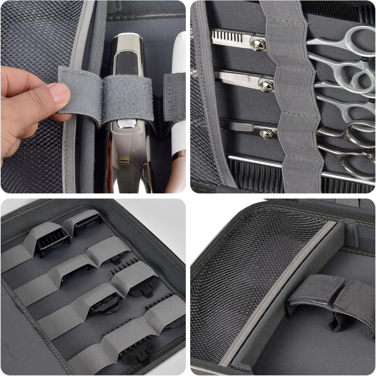 ⁦Boobowl Hard Travel Case for Hair Clippers, Hair Cutting Barber Supplies Organizer Bag, Trimmer Storage Holder for Ufree/for Wahl Men Razor Guard Grooming Kits -Box Only (Dark Grey)⁩ - الصورة ⁦3⁩