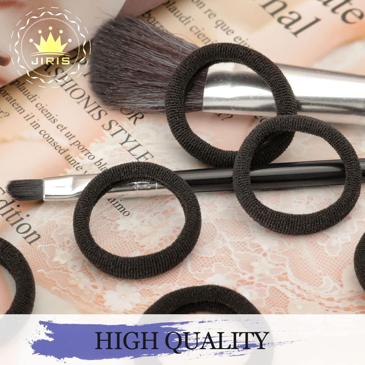 ⁦Bukela Hair Ties for Women And Kids, 100PCS Seamless Thick Cotton Hair Band, Elastic Baby Hair Ties No Damage Ponytail Holder（Black）⁩ - الصورة ⁦6⁩