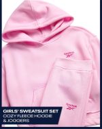 ⁦Reebok Baby Girls G Tod Flc Jog Set V3 Pant Sets⁩ - الصورة ⁦2⁩