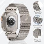⁦KASTWAVE Magnetic Milanese Loop Ban, Compatible with Apple Watch Band Ultra 2/Ultra 49mm 46mm 45mm 44mm Men Women, Adjustable Strap, for iWatch SE Series 10/9/8/7/6/5/4⁩ - الصورة ⁦8⁩