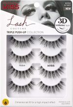 KISS Lash Couture Triple Push Up Collection Multipack, 3D Volume False Eyelashes, Triple Design Technology, Multi-Angles & Lengths, Cruelty-Free, Contact Lens Friendly, Reusable, Style Robe, 4 Pairs