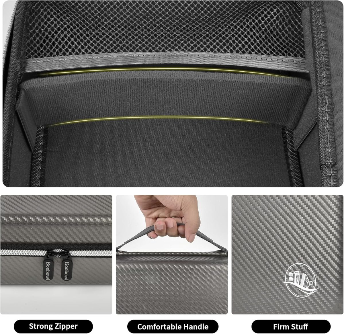 ⁦Boobowl Hard Travel Case for Hair Clippers, Hair Cutting Barber Supplies Organizer Bag, Trimmer Storage Holder for Ufree/for Wahl Men Razor Guard Grooming Kits -Box Only (Dark Grey)⁩ - الصورة ⁦4⁩